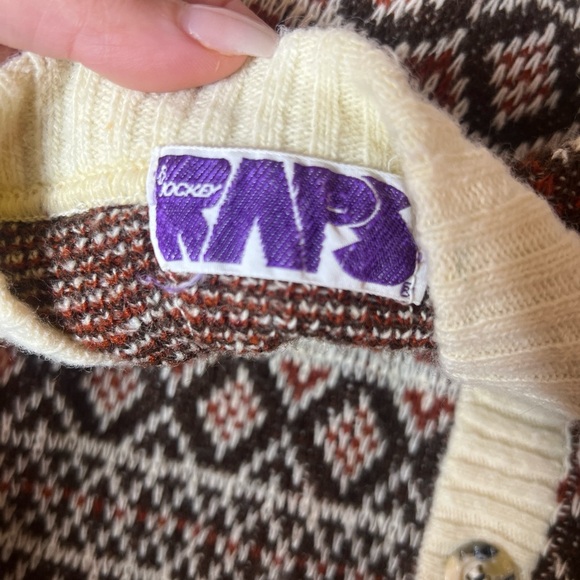 Retro 70s Jockey Raps Vintage Men's Fair Isle V Neck Button down layering vest - Picture 9 of 12